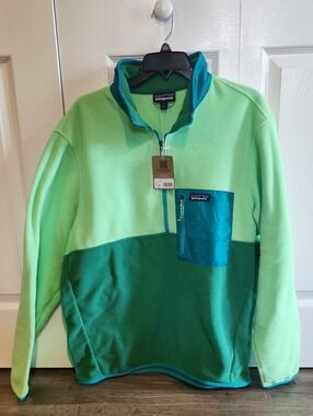 Patagonia Gather Green and Teal Quarter-Zip Fleece Pullover